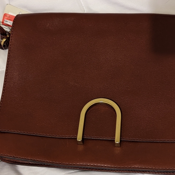 Fossil rare design brown leather shoulder bag - Picture 2 of 8